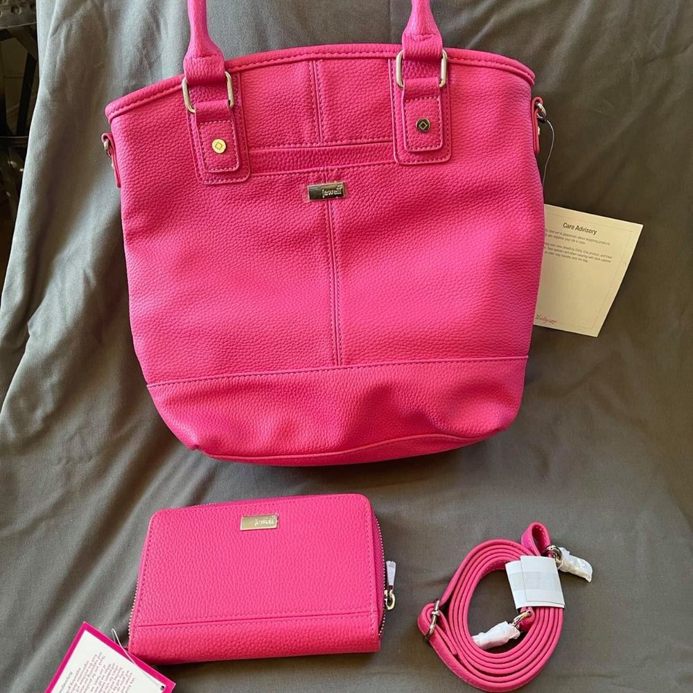 NWT Thirty-One JEWEL Pink Purse, strap and wallet